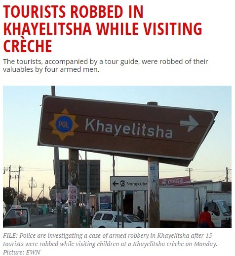 タウンシップのカエリチャで観光客が襲われる（画像はewn.co.zaのスクリーンショット）