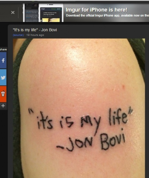 ボン・ジョヴィのファンの腕に珍タトゥー（画像はimgur.comのスクリーンショット）