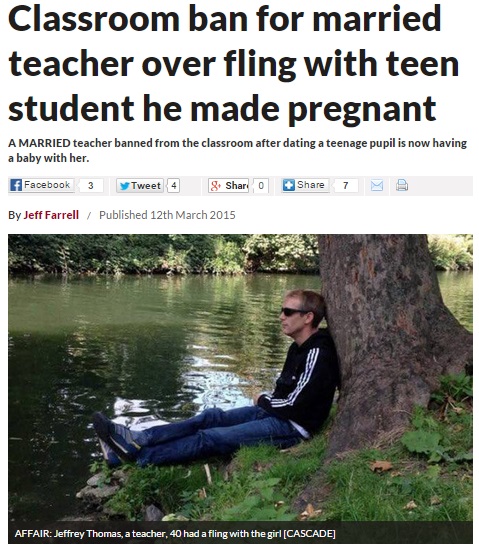 10代の教え子を妊娠させ学校を追われた男性教諭（画像はdailystar.co.ukのスクリーンショット）