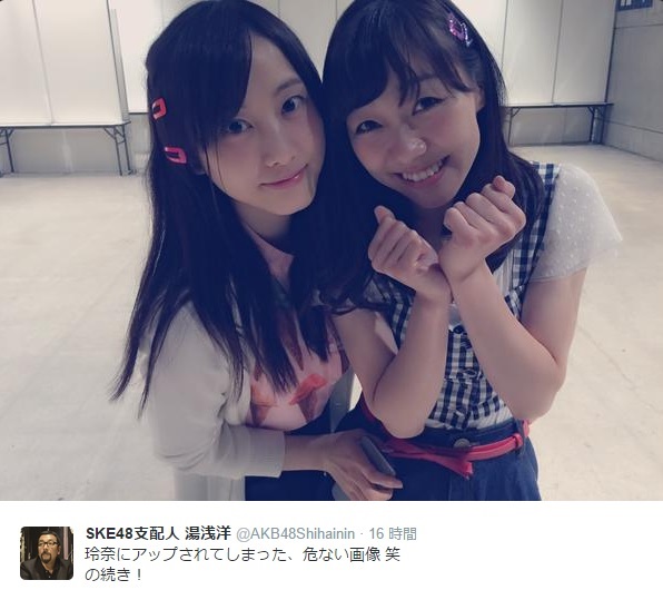 松井玲奈と須田亜香里（画像は『SKE48支配人 湯浅洋 ツイッター』のスクリーンショット）