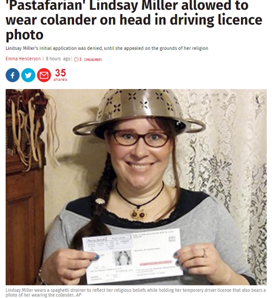 【海外発！Breaking News】驚きの運転免許証写真。スパゲティ用ざるをかぶる者が増えている!?（米）
