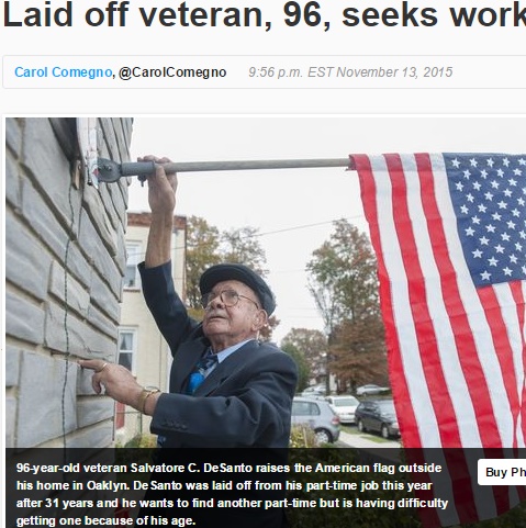 96歳の米軍人、なおも仕事に生き甲斐（画像はcourierpostonline.comのスクリーンショット）