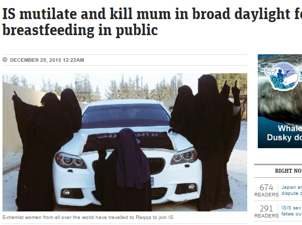 IS女性警官隊、授乳中の母親を殺害も（画像はnews.com.auのスクリーンショット）