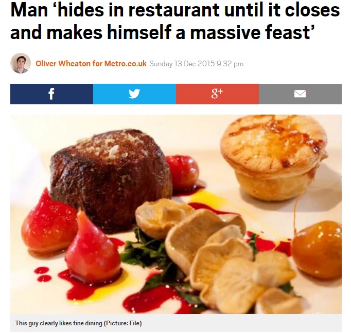 【海外発！Breaking News】トイレに隠れ。閉店後のレストランで大量の盗み食い（チェコ）