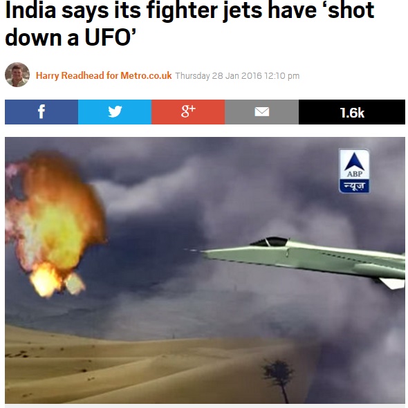 インド空軍、最強戦闘機でUFOを撃墜と発表（出典：http://metro.co.uk）