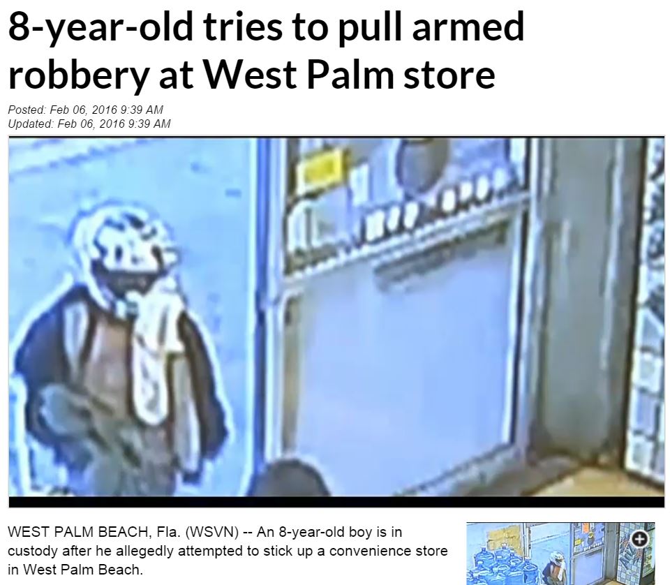 8歳男児、コンビニ強盗を試みる（出典：http://www.wsvn.com）