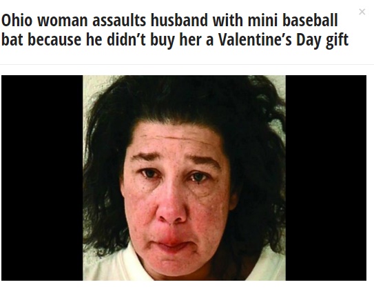 バレンタインデーを忘れた夫をバットで殴った妻（出典：http://fox59.com）