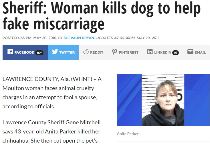 犬まで殺して妊娠・流産を装った43歳の妻（出典：http://whnt.com）