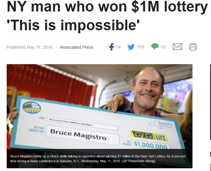 【海外発！Breaking News】宝くじで1億円当選、しかも2度目！　あまりにも強運な米男性