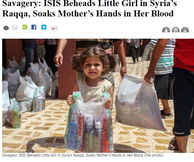ISが4歳の少女の首を切断（出典：http://en.alalam.ir）