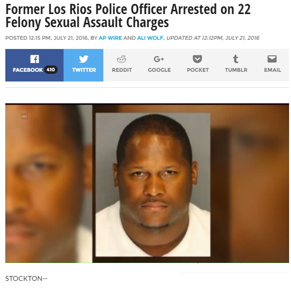 妻子ある黒人警察官が婦女暴行事件（出典：http://fox40.com）
