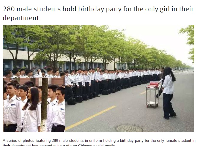 大学の紅一点、マドンナのため男子学生が誕生パーティを（出典：http://shanghaiist.com）