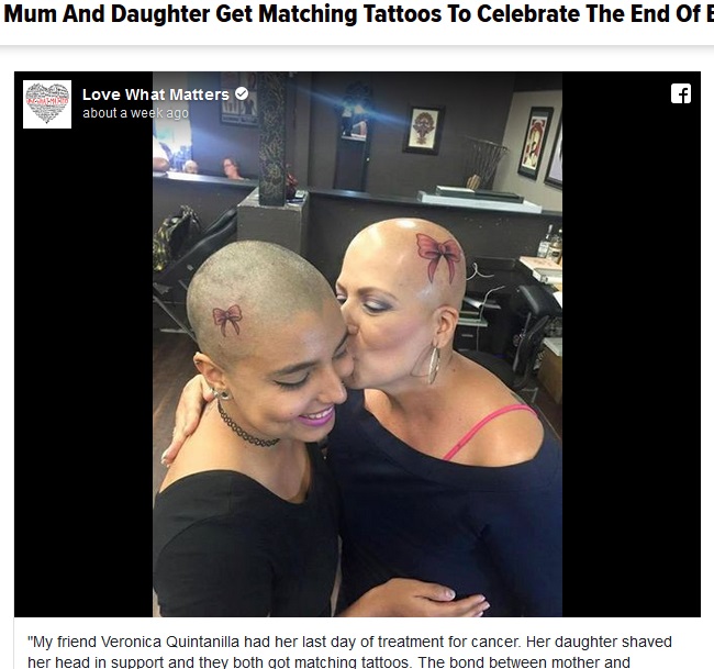【海外発！Breaking News】乳がん治療を終えた母とお揃いのタトゥーを彫った娘（米）