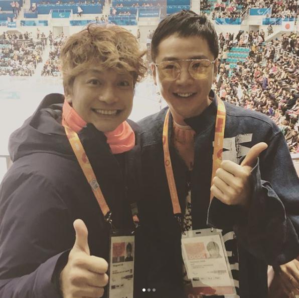 香取慎吾とチャン・グンソク（画像は『香取慎吾　2018年3月10日付Instagram「平昌パラリンピック広報大使のチャン・グンソクさんが会いに来てくれました！」』のスクリーンショット）