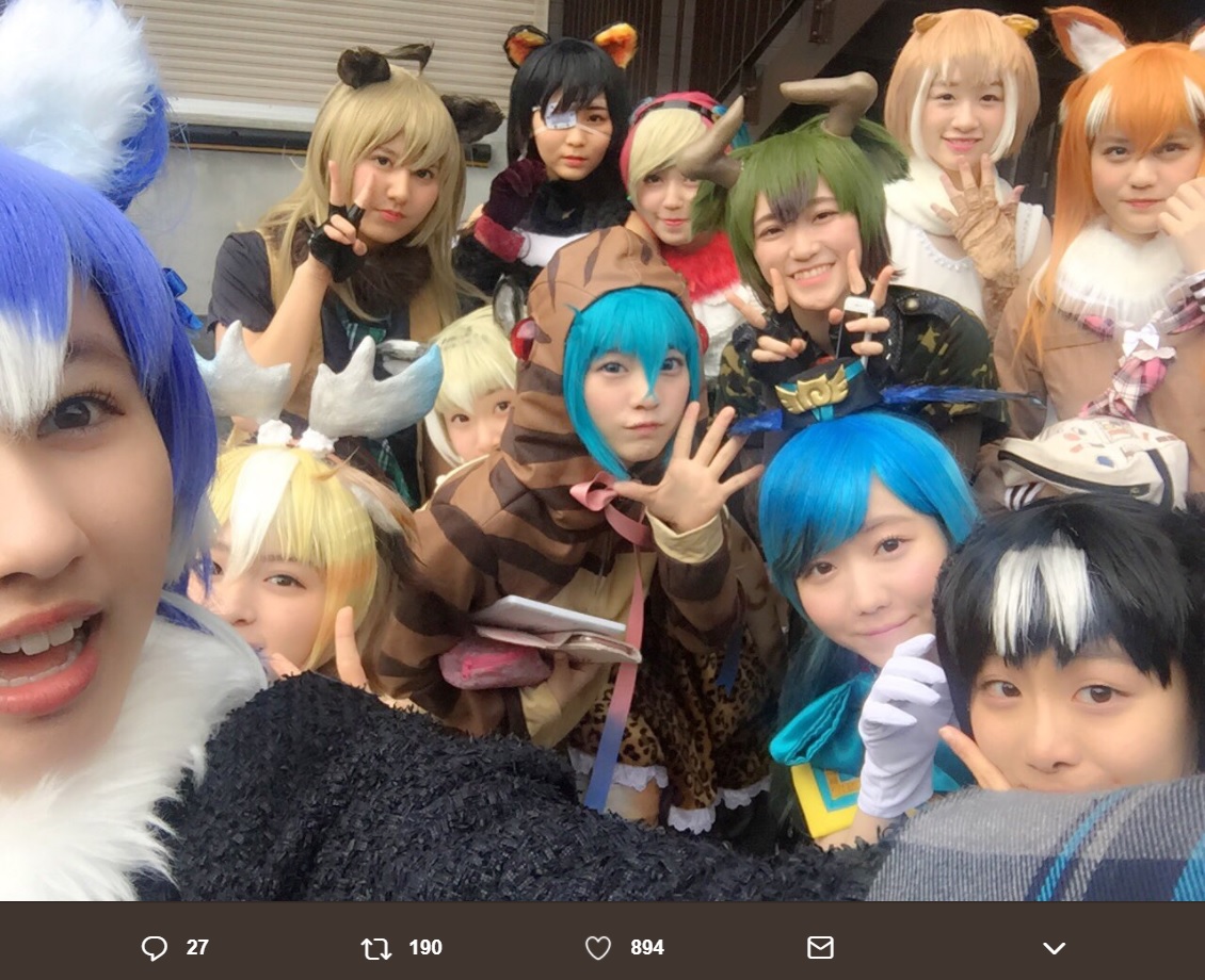 イコラブの“けものフレンズ”（画像は『山本杏奈　2018年4月7日付Twitter「フレンズのみなさん、会いにきてくれてありがとう」』のスクリーンショット）