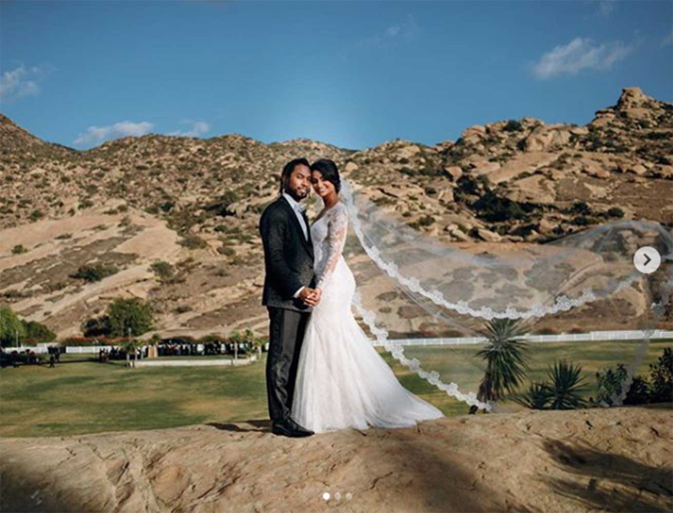 カリフォルニア州シミ・バレーで挙式したミゲルとナザニン・マンディ（画像は『Miguel　2018年11月27日付Instagram「11.24.18. Pimentel life moments!」』のスクリーンショット）