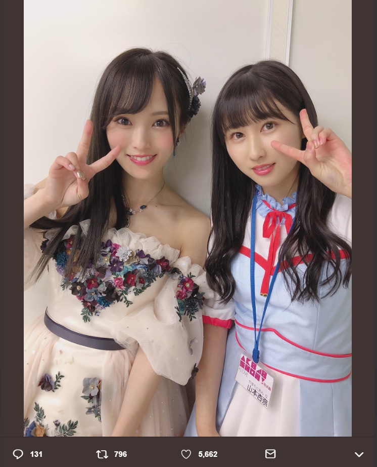 山本彩『卒コン』のリポーターを務めた山本杏奈（画像は『山本杏奈　2018年10月27日付Twitter「山本彩さんの卒業コンサートへAKB48SHOWのリポーターとして行かせて頂きました」』のスクリーンショット）