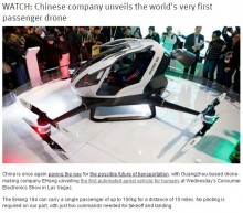 【海外発！Breaking News】中国の企業、人を乗せて飛ぶドローン開発　販売価格3千万円ほどを予定