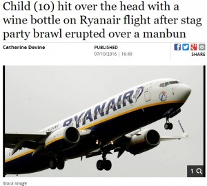 【海外発！Breaking News】ライアンエアー機内で泥酔男ら大暴れ　ワインボトルで10歳少年の頭を殴る