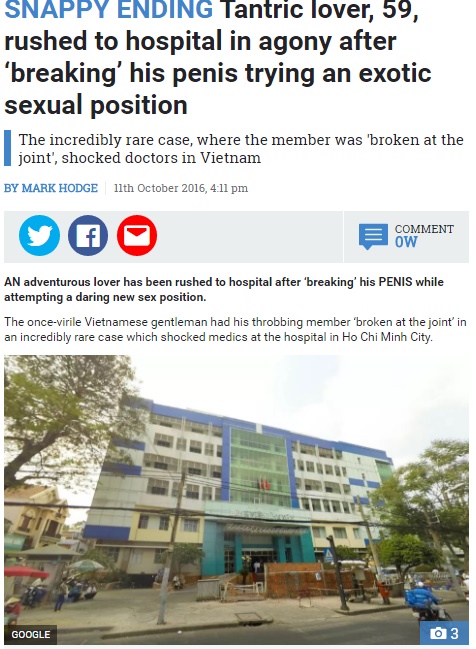 ベトナムの男性を襲った「陰茎折症」（出典：https：//www.thesun.co.uk）