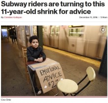 【海外発！Breaking News】地下鉄ホームで11歳少年による「お悩み相談」　忙しいニューヨーカーたちの癒しに