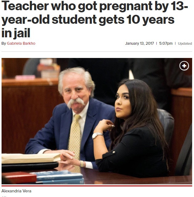 13歳教え子と交際して妊娠した24歳女教師、10年服役へ（出典：http://nypost.com）
