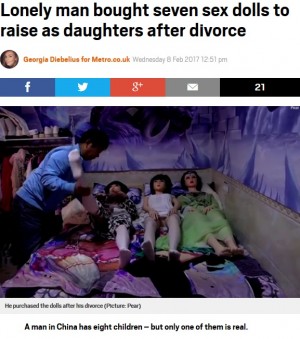 【海外発！Breaking News】妻と離婚後、7体のラブドールと暮らす父子（中国）