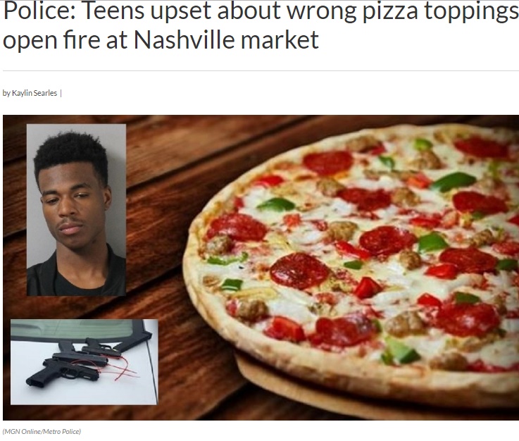 ピザのトッピングを間違えた従業員に少年ギャングが発砲（出典：http://fox17.com）