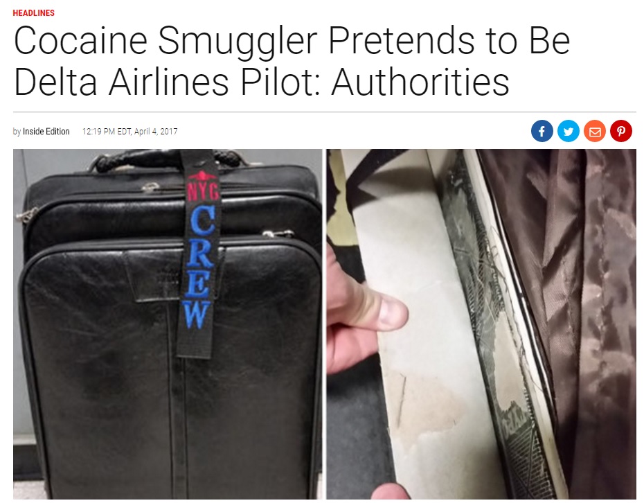 コカインが隠されていたスーツケース（出典：http://www.insideedition.com）