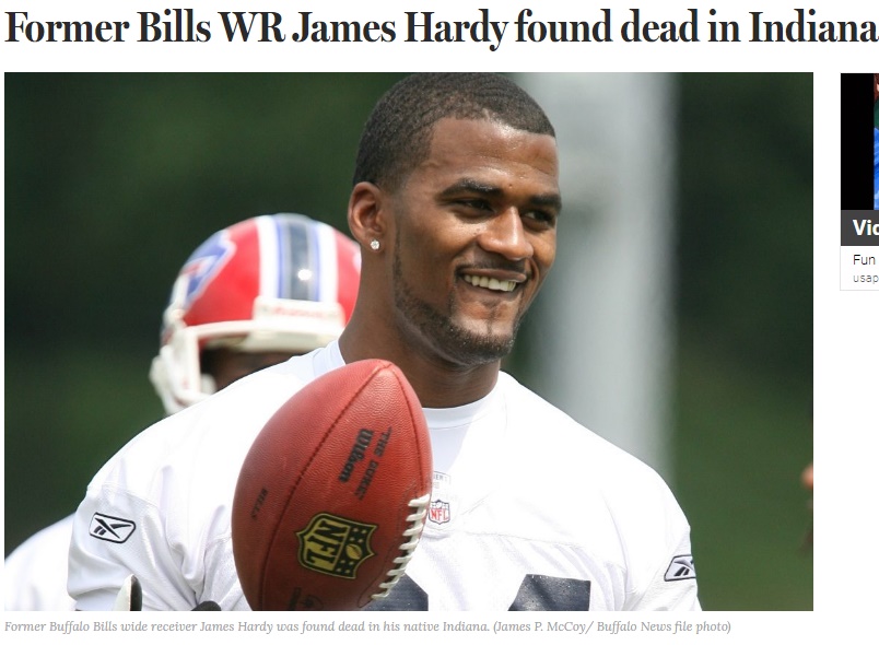 水死体で発見された元NFL選手ジェームス・ハーディさん（画像は『The Buffalo News　2017年6月8日付「Former Bills WR James Hardy found dead in Indiana」（James P. McCoy / Buffalo News file photo）』のスクリーンショット）