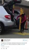 【海外発！Breaking News】あわや大惨事！　ガソリンで車のバンパーを洗う女性（カナダ）