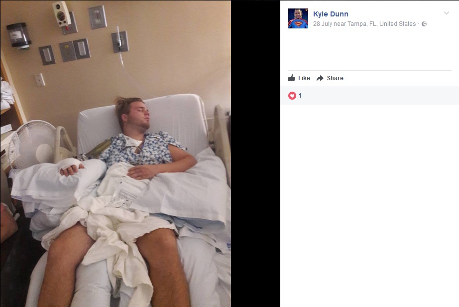 感電事故も一命を取り留めた21歳男性（画像は『Kyle Dunn　2017年7月28日付Facebook』のスクリーンショット）