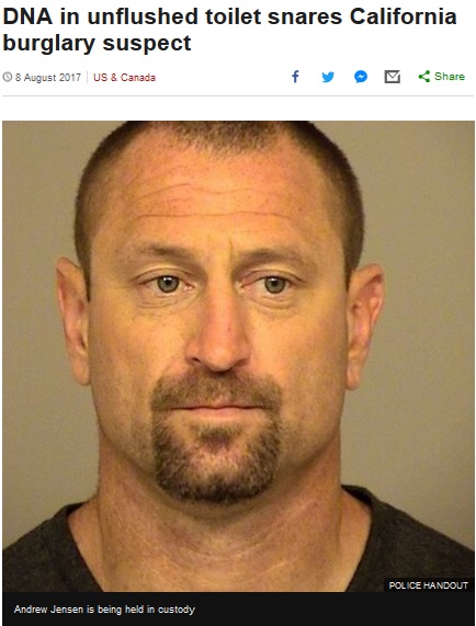 トイレに“証拠”を残してしまった逃走犯（画像は『BBC News　2017年8月8日付「DNA in unflushed toilet snares California burglary suspect」（Ventura County Sheriff's Office）』のスクリーンショット）