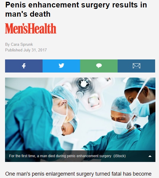 スウェーデンの男性、ペニス増大手術の失敗で死亡（画像は『Fox News　2017年7月31日付「Penis enhancement surgery results in man's death」（iStock）』のスクリーンショット）