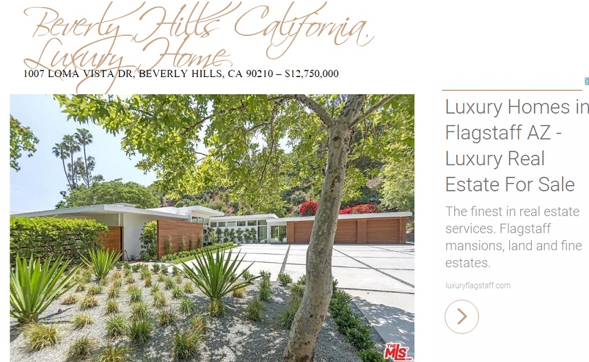 シンディ・クロフォード一家ビバリーヒルズにお引越し（画像は『California Rich「Beverly Hills Beautiful Home– ＄12,750,000」』のスクリーンショット）