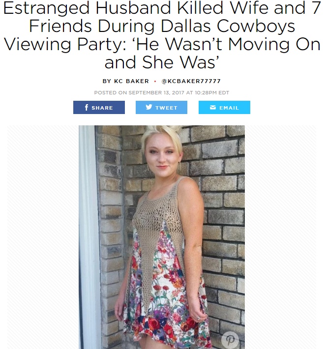 夫に射殺された別居中の妻（画像は『People Crime　2017年9月13日付「Estranged Husband Killed Wife and 7 Friends During Dallas Cowboys Viewing Party: ‘He Wasn’t Moving On and She Was’」（FACEBOOK）』のスクリーンショット）