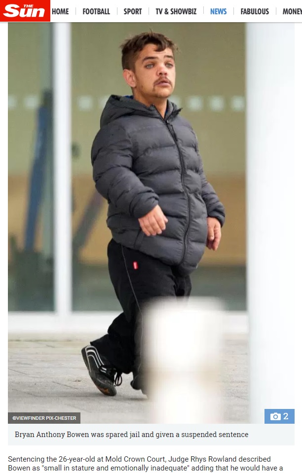 小人症の男、性犯罪で実刑判決にも投獄を免れる（画像は『The Sun　2017年11月16日付「‘SMALL AND INADEQUATE’ Paedo dwarf， 26， who groomed kids on Facebook spared jail because of his size」（IMAGE:（C）VIEWFINDER PIX-CHESTER）』のスクリーンショット）