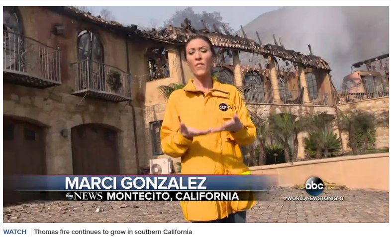山火事「トーマス」サンタバーバラ郡についに飛び火（画像は『ABC News　2017年12月17日付「‘Monster’ California fire bears down on Santa Barbara」』のスクリーンショット）