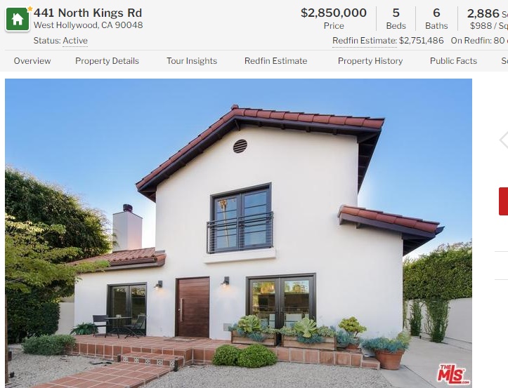 リアーナ、ウェストハリウッドの邸宅まだ売れず（画像は『Redfin　「441-N-Kings-Rd-90048/home/7095226」』のスクリーンショット）