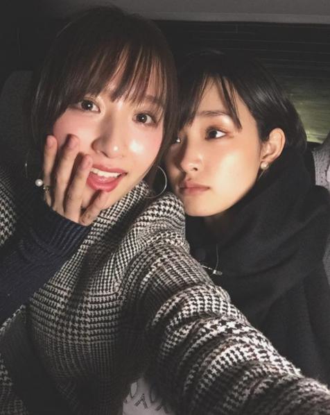 鹿沼憂妃と剛力彩芽（画像は『鹿沼憂妃　2018年1月13日付Instagram「今夜20:00～TVQ『ちょっと福岡いってきました！』始まってますかね？」』のスクリーンショット）