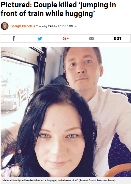 抱き合いながら電車の前に飛び込んだカップル（画像は『Metro　2018年3月29日付「Pictured: Couple killed ‘jumping in front of train while hugging’」（Picture: British Transport Police）』のスクリーンショット）