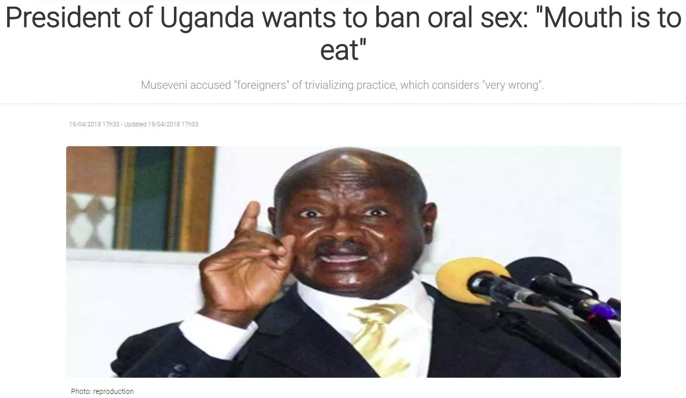 ウガンダでオーラルセックス禁止令？（画像は『AM POST　2018年4月19日付「President of Uganda wants to ban oral sex: “Mouth is to eat”」』のスクリーンショット）