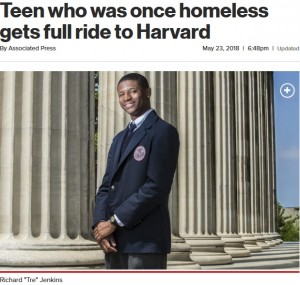 【海外発！Breaking News】ホームレス生活やいじめを乗り越え、ハーバード大入学を手にした18歳少年（米）
