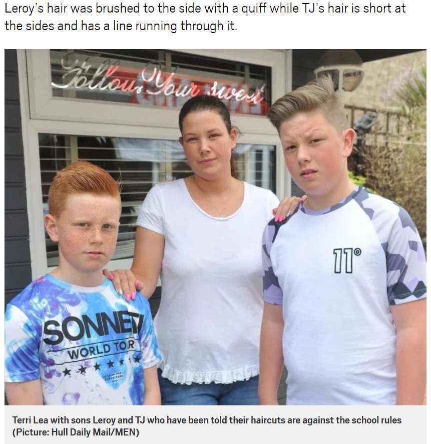 クラスから追い出された11歳と13歳の息子、母は「何も悪いことはしていないのに…」（画像は『Metro　2018年6月22日付「Mum says it’s against sons’ human rights to kick them out of class for haircuts」（Picture: Hull Daily Mail/MEN）』のスクリーンショット）
