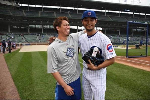 前田健太選手とダルビッシュ有選手（画像は『Yu Darvish　2018年6月21日付Instagram「＠18_maeken」』のスクリーンショット）