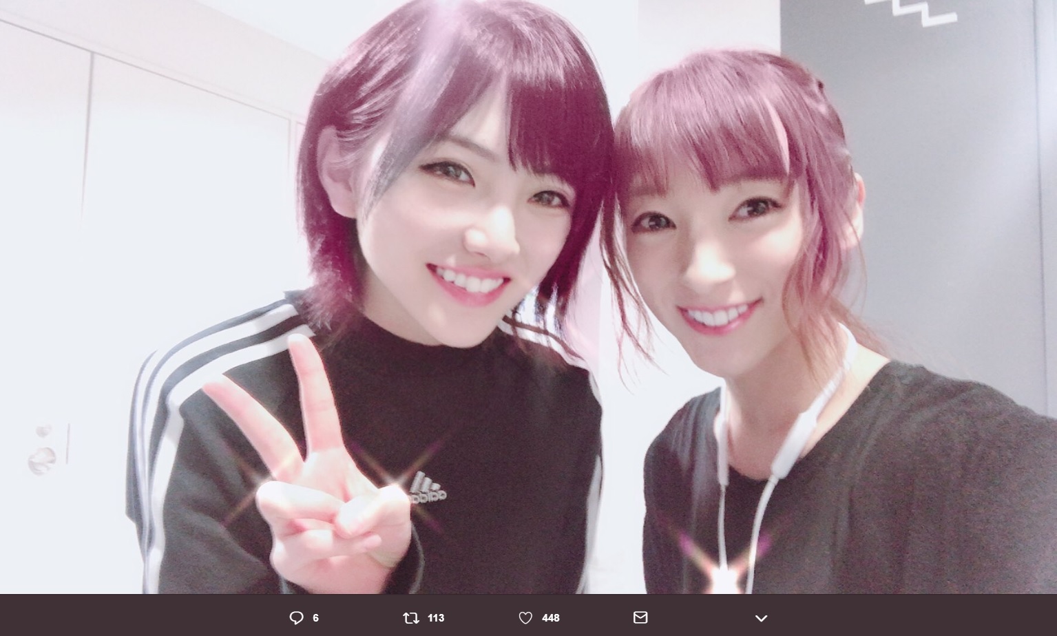 岡田奈々と梅田悠（画像は『梅田悠　2018年9月19日付Twitter「偶然、岡田奈々ちゃんに会いました!!」』のスクリーンショット）