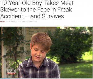 【海外発！Breaking News】BBQの焼き串が顔面に突き刺さるも助かった10歳少年　医師「まさに奇跡」（米）＜動画あり＞