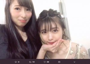 【エンタがビタミン♪】大矢真那と市川美織の“あごのせ”に和むファン「幸せそうな顔よ」