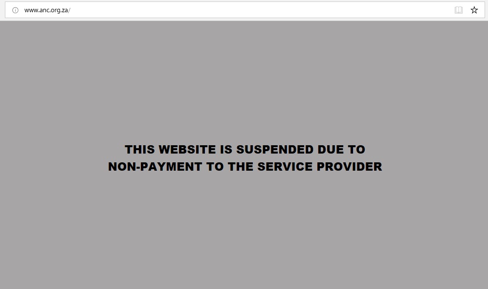 南アフリカ与党ANC（アフリカ民族会議）のウェブサイト、閲覧不可に（画像は『anc.org.za』のスクリーンショット）