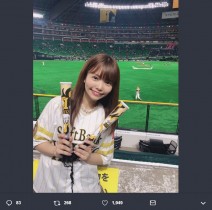 【エンタがビタミン♪】HKT48“タカガール”渕上舞　パCSファーストステージ決戦、5本のホームランに盛り上がる「熱男～!!」